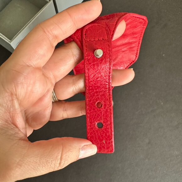 Balenciaga Red Leather Hand Wrist Cuff Coin Purse Mini Wallet - Picture 6 of 9